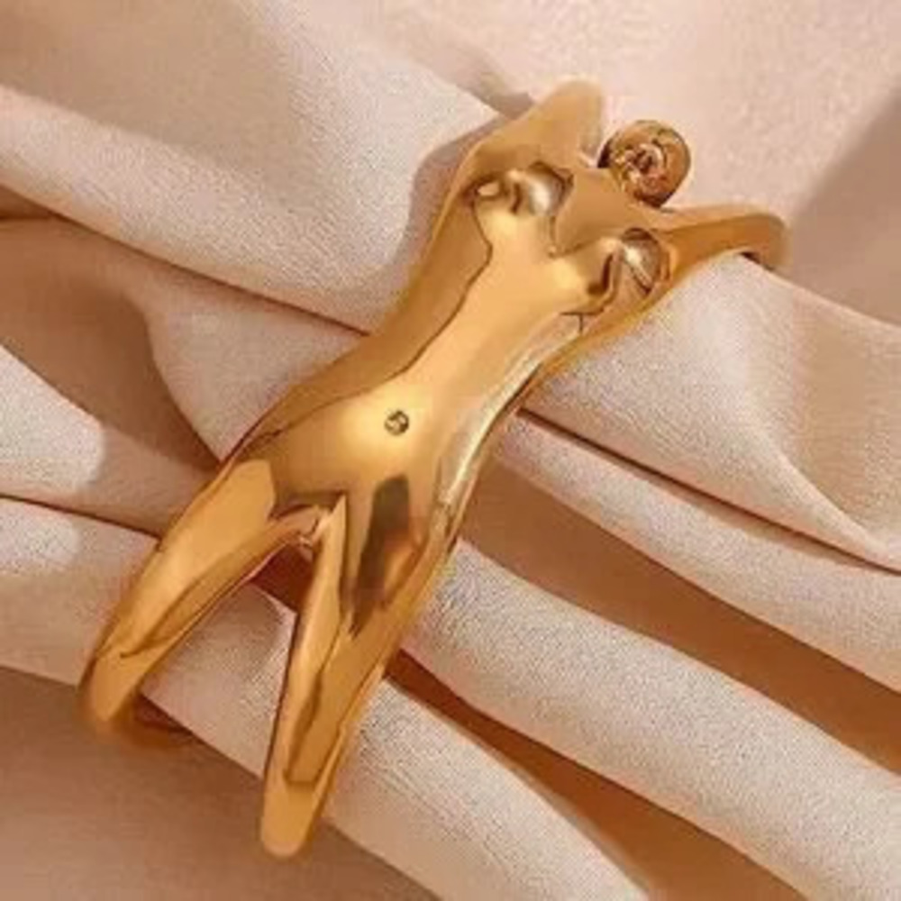 Gold Women Human Body Bangle Bracelet Body Bending Backwards Stainless S